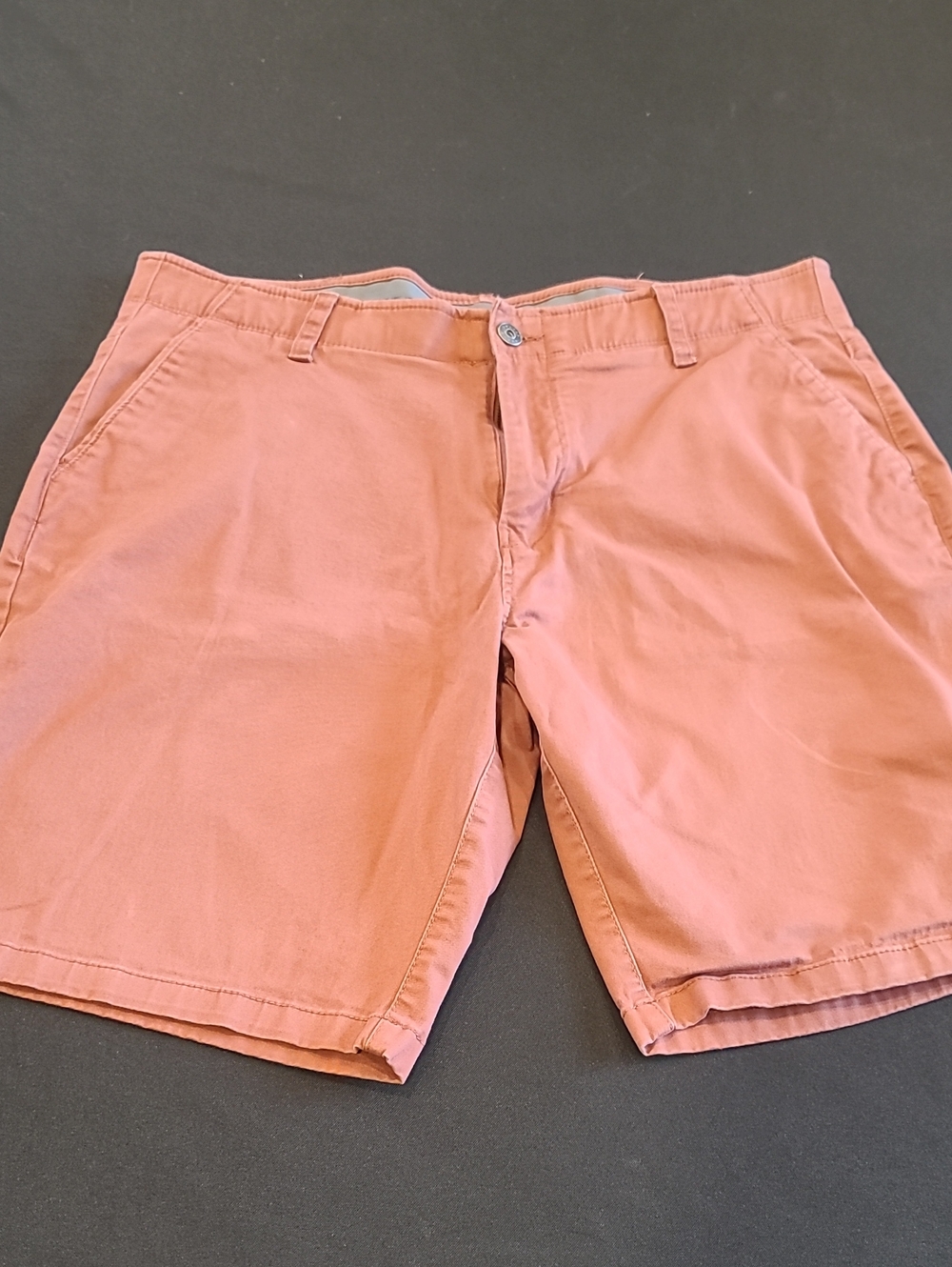 Denver Hayes Men's Flat Front Chino Shorts Coral Salmon Pink Size 36